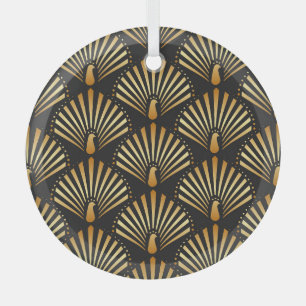 Art deco gouden pauwenpatroon glas ornament