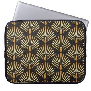 Art deco gouden pauwenpatroon laptop sleeve