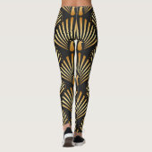 Art deco gouden pauwenpatroon leggings (Achterkant)