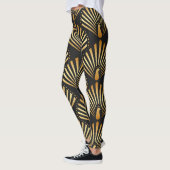 Art deco gouden pauwenpatroon leggings (Links)