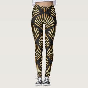 Art deco gouden pauwenpatroon leggings