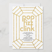 Art Deco gouden pop fizz clink Oudejaarsavond fees Kaart (Voorkant)