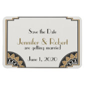 Art Deco Gouden Posh Bruiloft Opslaan van de Datum Magneet (Horizontaal)