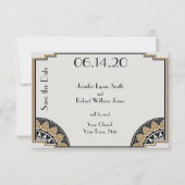 Art Deco Gouden Posh Bruiloft Opslaan van de Datum Save The Date (Voorkant)