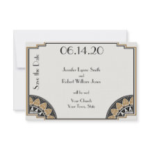 Art Deco Gouden Posh Bruiloft Opslaan van de Datum