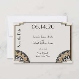 Art Deco Gouden Posh Bruiloft Opslaan van de Datum Save The Date