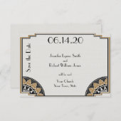 Art Deco Gouden Posh Bruiloft Opslaan van de Datum Save The Date (Voorkant / Achterkant)