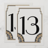 Art Deco Gouden Posh Tafel Nummer 13 Kaart (Voorkant / Achterkant)