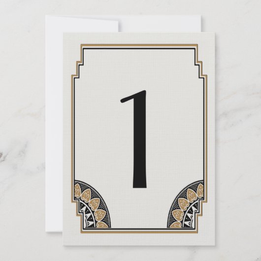 Art Deco Gouden Posh Tafel Nummer 1 Kaart (Voorkant)