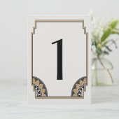 Art Deco Gouden Posh Tafel Nummer 1 Kaart (Staand voorkant)