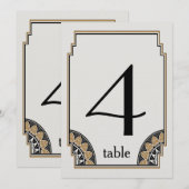 Art Deco Gouden Posh Tafel Nummer 4 Kaart (Voorkant / Achterkant)