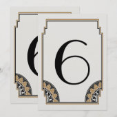 Art Deco Gouden Posh Tafel Nummer 6 Kaart (Voorkant / Achterkant)