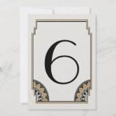 Art Deco Gouden Posh Tafel Nummer 6 Kaart (Achterkant)