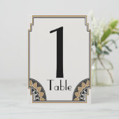 Art Deco Gouden Posh Tafelkaartnummer Kaart (Staand voorkant)