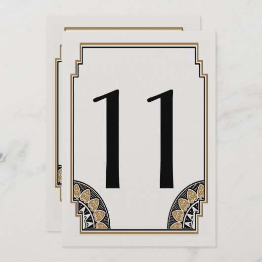 Art Deco Gouden Posh Tafelnummer 11 (Voorkant / Achterkant)