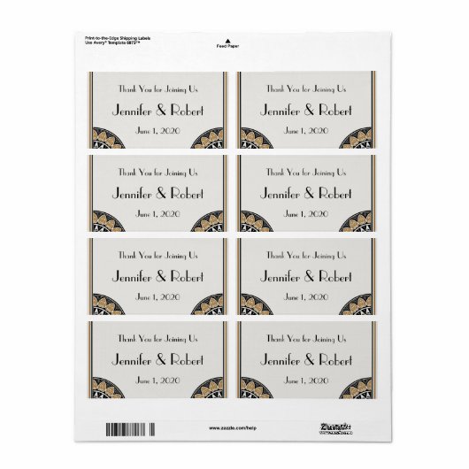 Art Deco Gouden Posh Waterfles Label (Full Sheet)