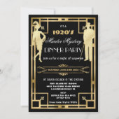 Art Deco Gouden Roaring 20s Moordmysterie Feestje Kaart (Voorkant)