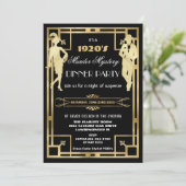 Art Deco Gouden Roaring Twenties Moordmysterie Fee Kaart (Staand voorkant)