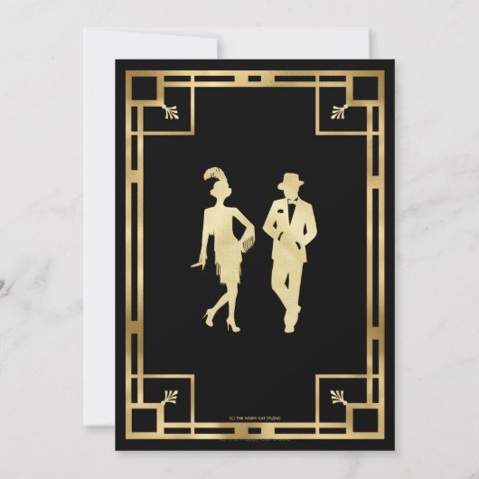 Art Deco Gouden Roaring Twenties Moordmysterie Fee Kaart (Achterkant)