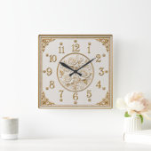 Art Deco Gouden Roos Vierkante Klok (Huis)