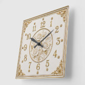 Art Deco Gouden Roos Vierkante Klok (Hoek)