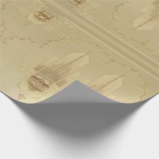 Art deco gouden roze abstracte textielkunst cadeaupapier (Hoek)