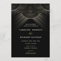 Art Deco Gouden Slingerlichten Trouw Uitnodiging