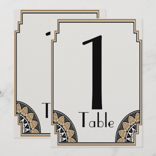 Art Deco Gouden Statig Tafelnummer (Voorkant / Achterkant)