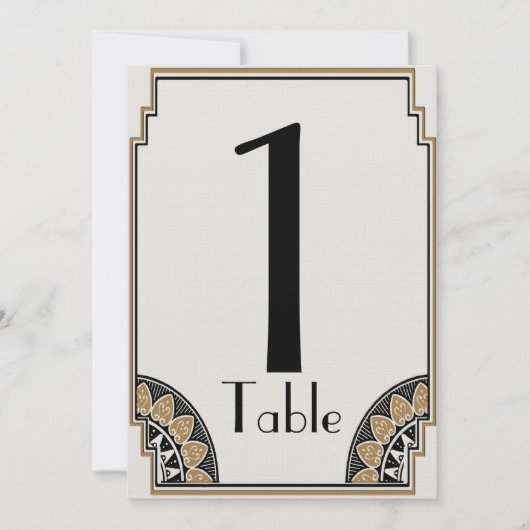 Art Deco Gouden Tafelkaart Posh Nummergehouden Kaart (Voorkant)