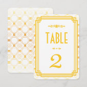 Art Deco Gouden Tafelkaartnummers voor de Bruiloft Kaart (Voorkant / Achterkant)