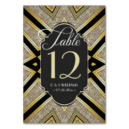 Art Deco Gouden Trouwtafel Nummerkaarten Kaart