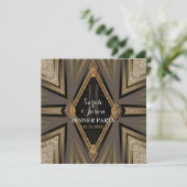 Art Deco Gouden Uitnodigingen voor Romantisch Dine (Staand voorkant)