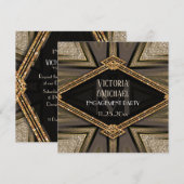 Art Deco Gouden Uitnodigingen voor Verlovingsfeest (Voorkant / Achterkant)