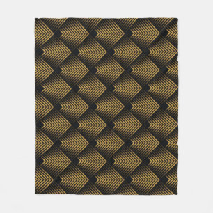 Art Deco: Gouden vierkanten, hoekbehang. Fleece Deken