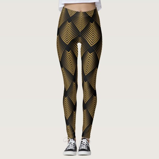Art Deco: Gouden vierkanten, hoekbehang. Leggings (Voorkant)