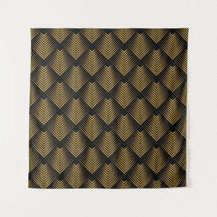Art Deco: Gouden vierkanten, hoekbehang. Wandkleed
