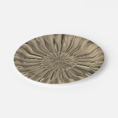 Art deco gouden waaier schelp bloem metalen look papieren bordje (Gekanteld)