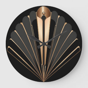 Art Deco Gouden Waaiers Geometrische Elegantie Grote Klok