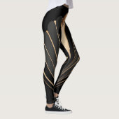 Art Deco Gouden Waaiers Geometrische Elegantie Leggings (Rechts)