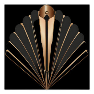 Art Deco Gouden Waaiers Geometrische Elegantie Perfect Poster