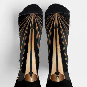 Art Deco Gouden Waaiers Geometrische Elegantie Sokken