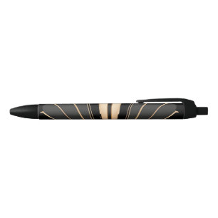 Art Deco Gouden Waaiers Geometrische Elegantie Zwarte Inkt Pen