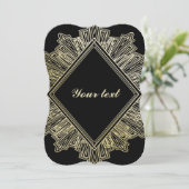 Art Deco gouden zwarte elegante trouwkaarten  Kaart (Staand voorkant)