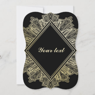 Art Deco gouden zwarte elegante trouwkaarten Kaart