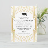 Art Deco Graduation Party Invite Gatsby Gold uit d Kaart (Staand voorkant)