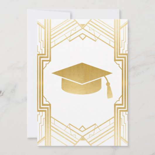 Art Deco Graduation Party Invite Gatsby Gold uit d Kaart (Achterkant)
