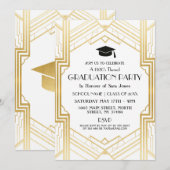 Art Deco Graduation Party Invite Gatsby Gold uit d Kaart (Voorkant / Achterkant)