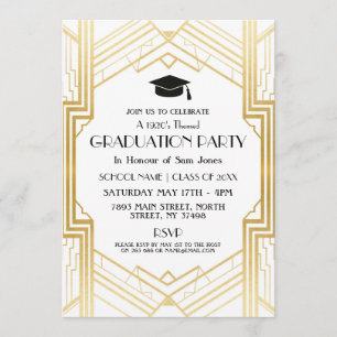 Art Deco Graduation Party Invite Gatsby Gold uit d Kaart