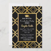 Art Deco Graduation Party Invite Gold Black 1920 Kaart (Voorkant)