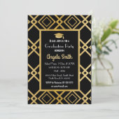 Art Deco Graduation Party Invite Gold Black 1920 Kaart (Staand voorkant)